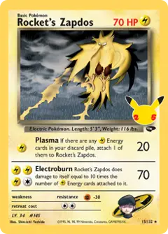 Rocket's Zapdos, imagem de catálogo