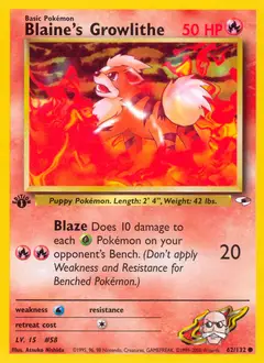 Blaine's Growlithe, imagem de catálogo