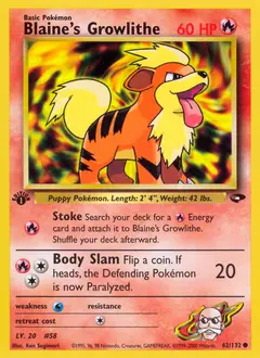 Blaine's Growlithe, imagem de catálogo