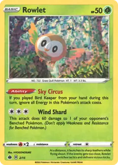 Rowlet, imagem de catálogo